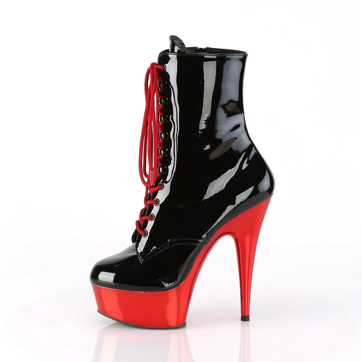 DELIGHT-1020 Pleaser Black Patent/ Red Chrome Sexy Platform Shoes (Pole Dancing Heels)