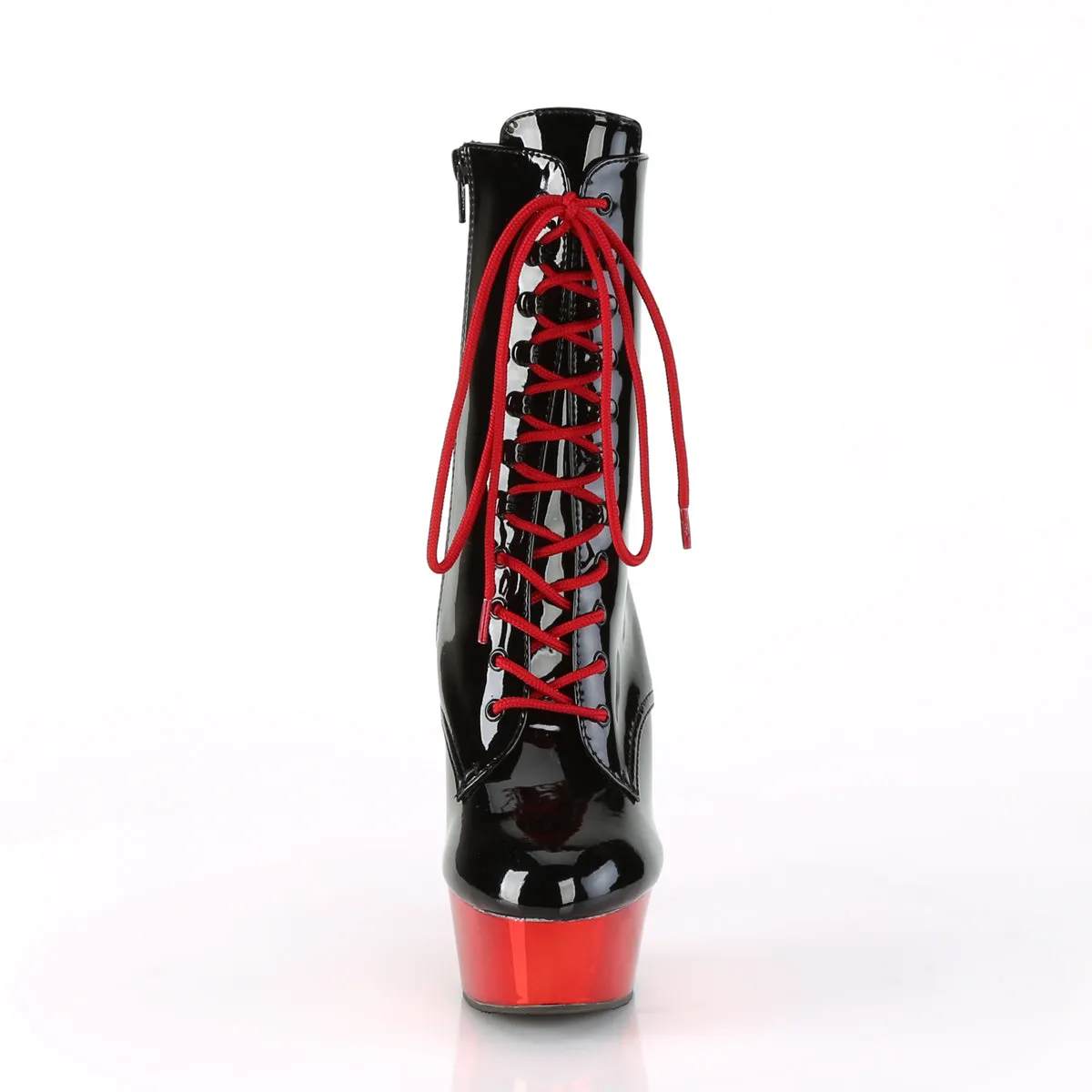 DELIGHT-1020 Pleaser Black Patent/ Red Chrome Sexy Platform Shoes (Pole Dancing Heels)