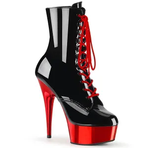 DELIGHT-1020 Pleaser Black Patent/ Red Chrome Sexy Platform Shoes (Pole Dancing Heels)