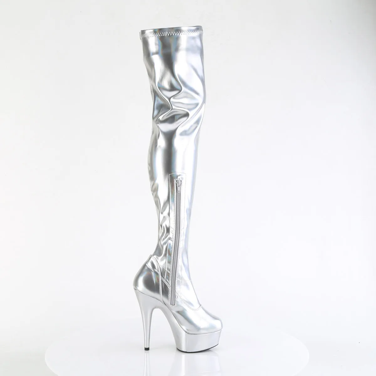 DELIGHT-3000HWR Pleaser Silver Hologram Sexy Platform Shoes (Pole Dancing Heels)