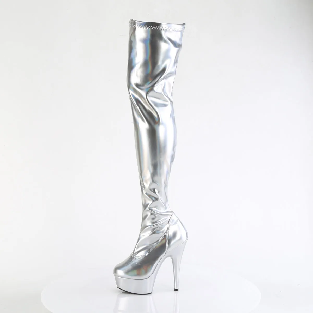 DELIGHT-3000HWR Pleaser Silver Hologram Sexy Platform Shoes (Pole Dancing Heels)