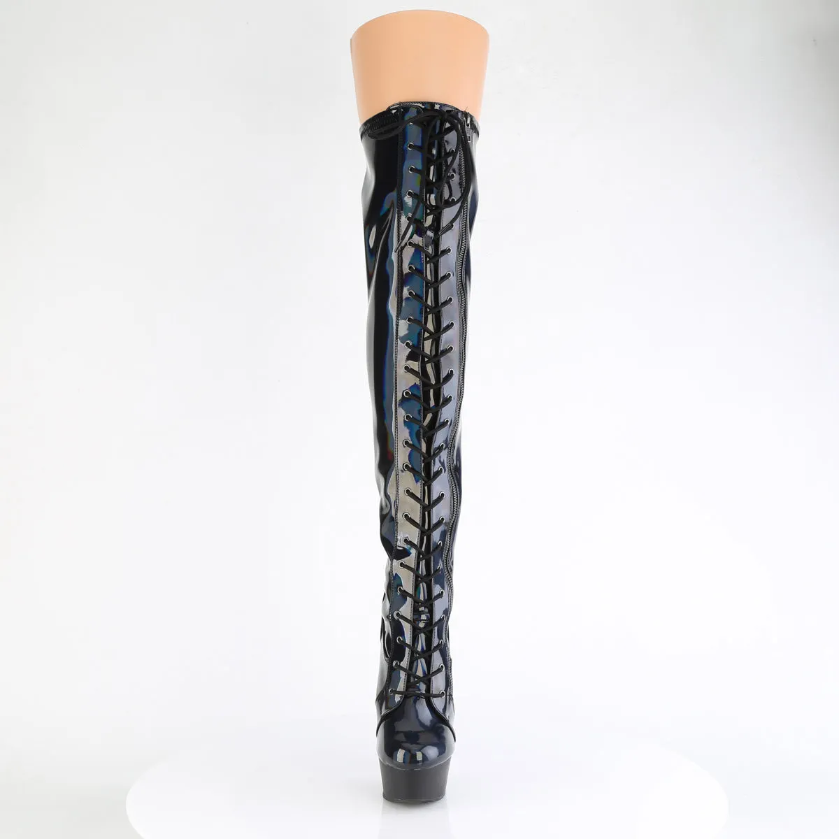 DELIGHT-3029 Pleaser Black Hologram Sexy Platform Shoes (Pole Dancing Heels)