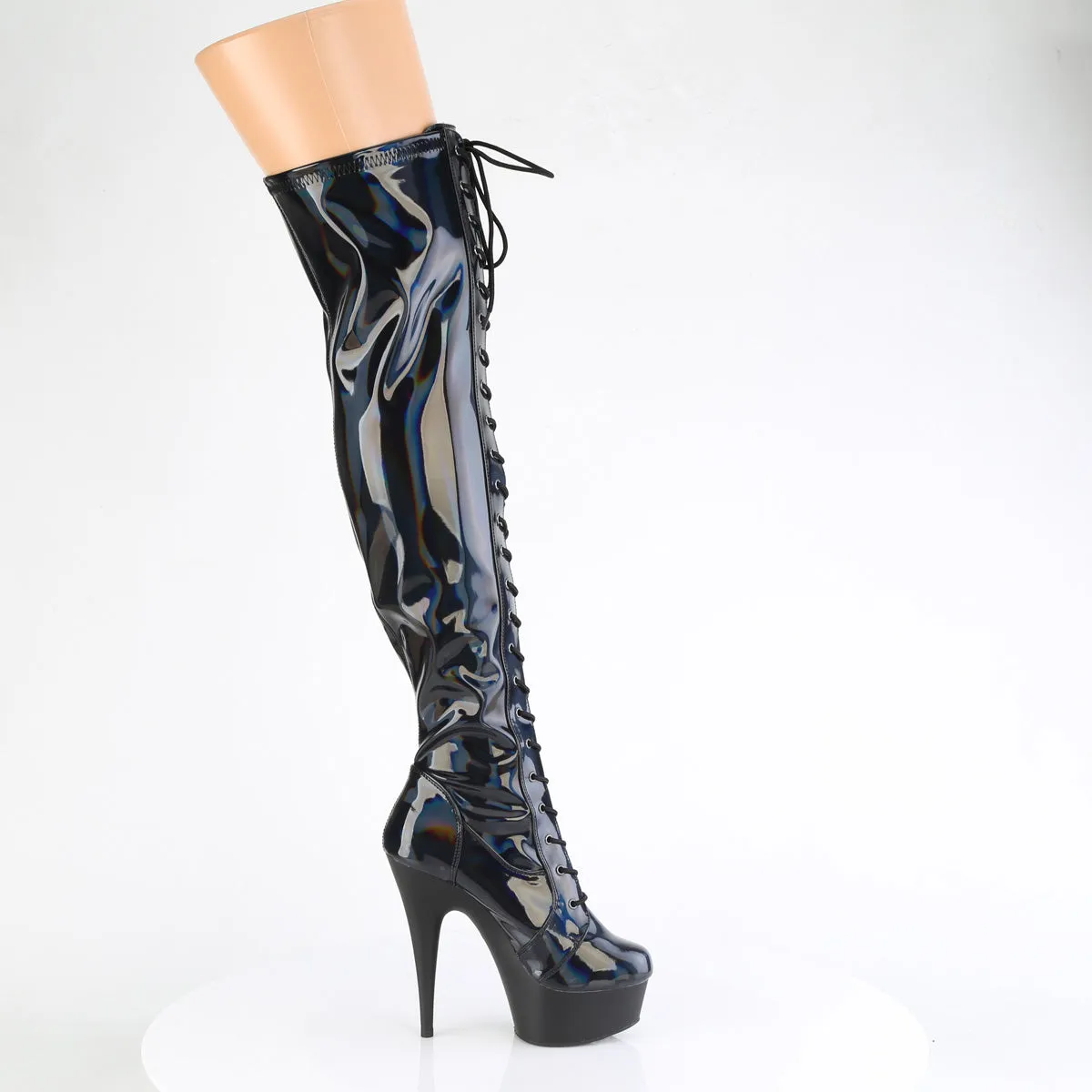 DELIGHT-3029 Pleaser Black Hologram Sexy Platform Shoes (Pole Dancing Heels)