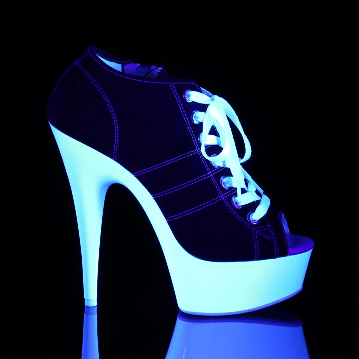 DELIGHT-600SK-01 Pleaser Black Canvas Sexy Platform Shoes (Pole Dancing Heels)
