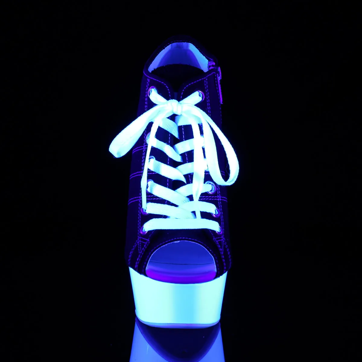 DELIGHT-600SK-01 Pleaser Black Canvas Sexy Platform Shoes (Pole Dancing Heels)
