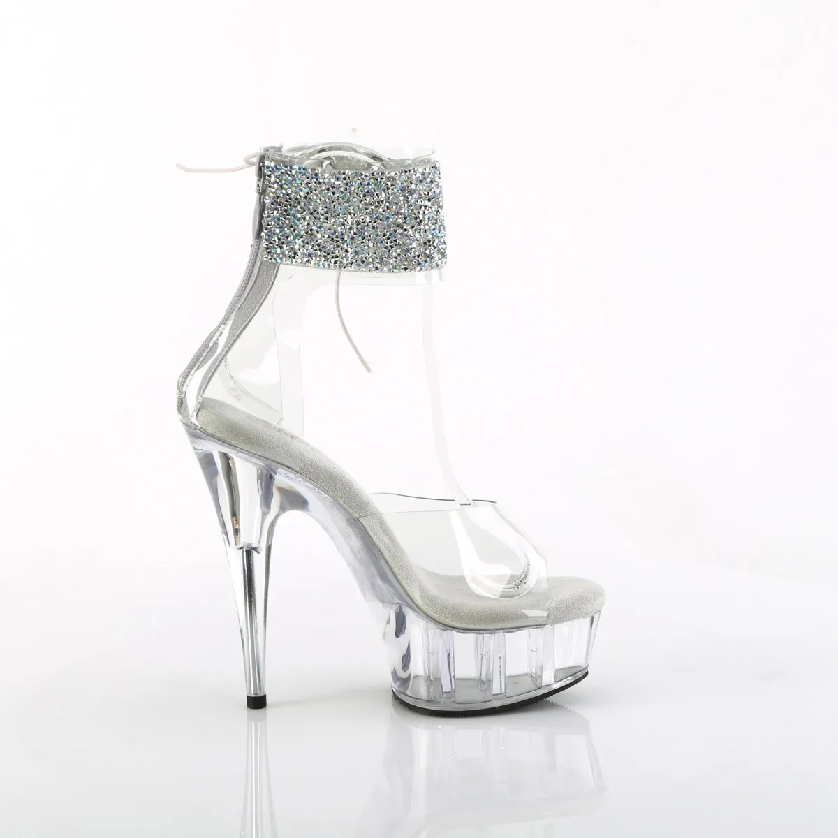 DELIGHT-624RS-02 Pleaser Clear/Silver Sexy Platform Shoes (Pole Dancing Heels)