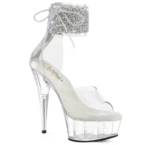 DELIGHT-624RS-02 Pleaser Clear/Silver Sexy Platform Shoes (Pole Dancing Heels)