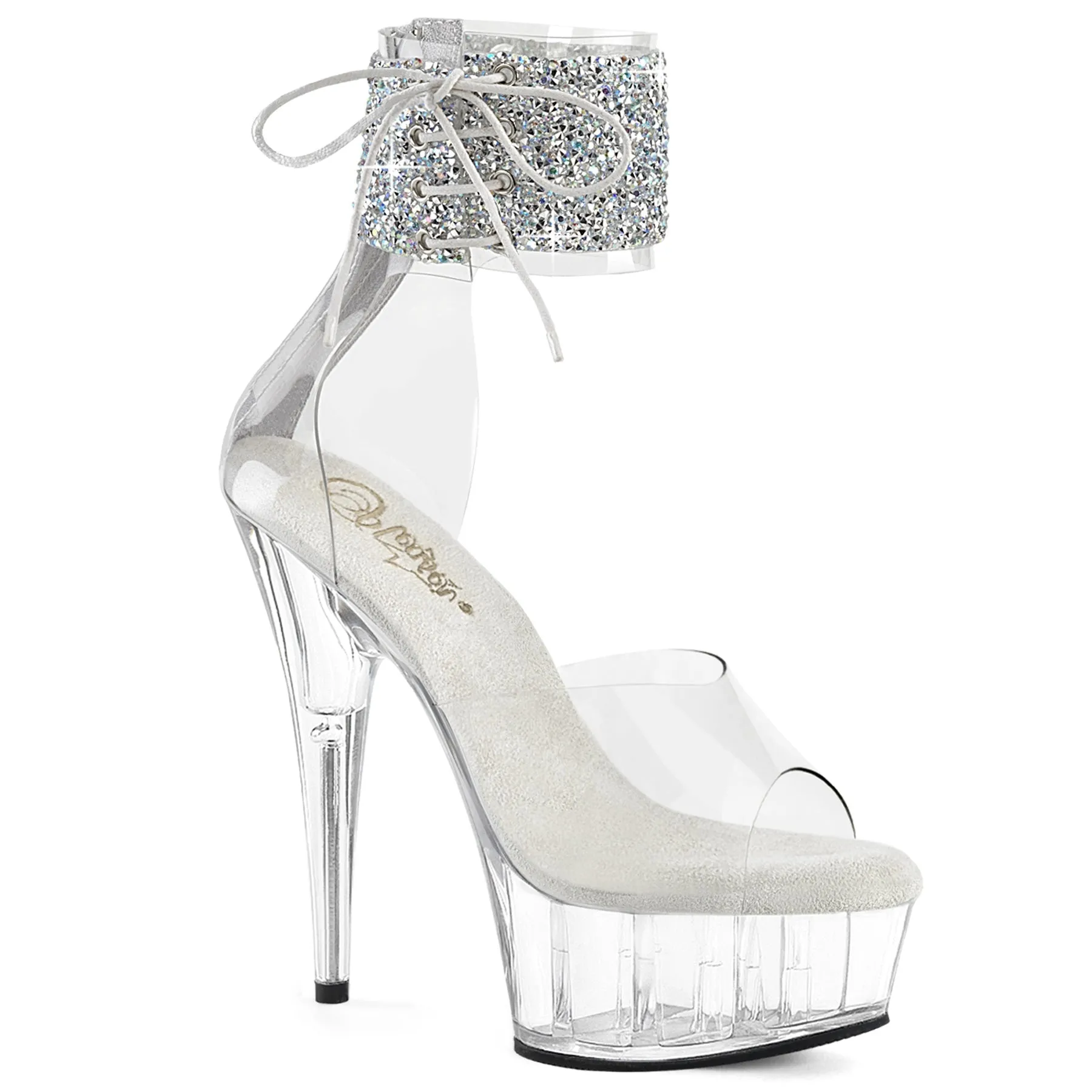 DELIGHT-624RS-02 Pleaser Clear/Silver Sexy Platform Shoes (Pole Dancing Heels)