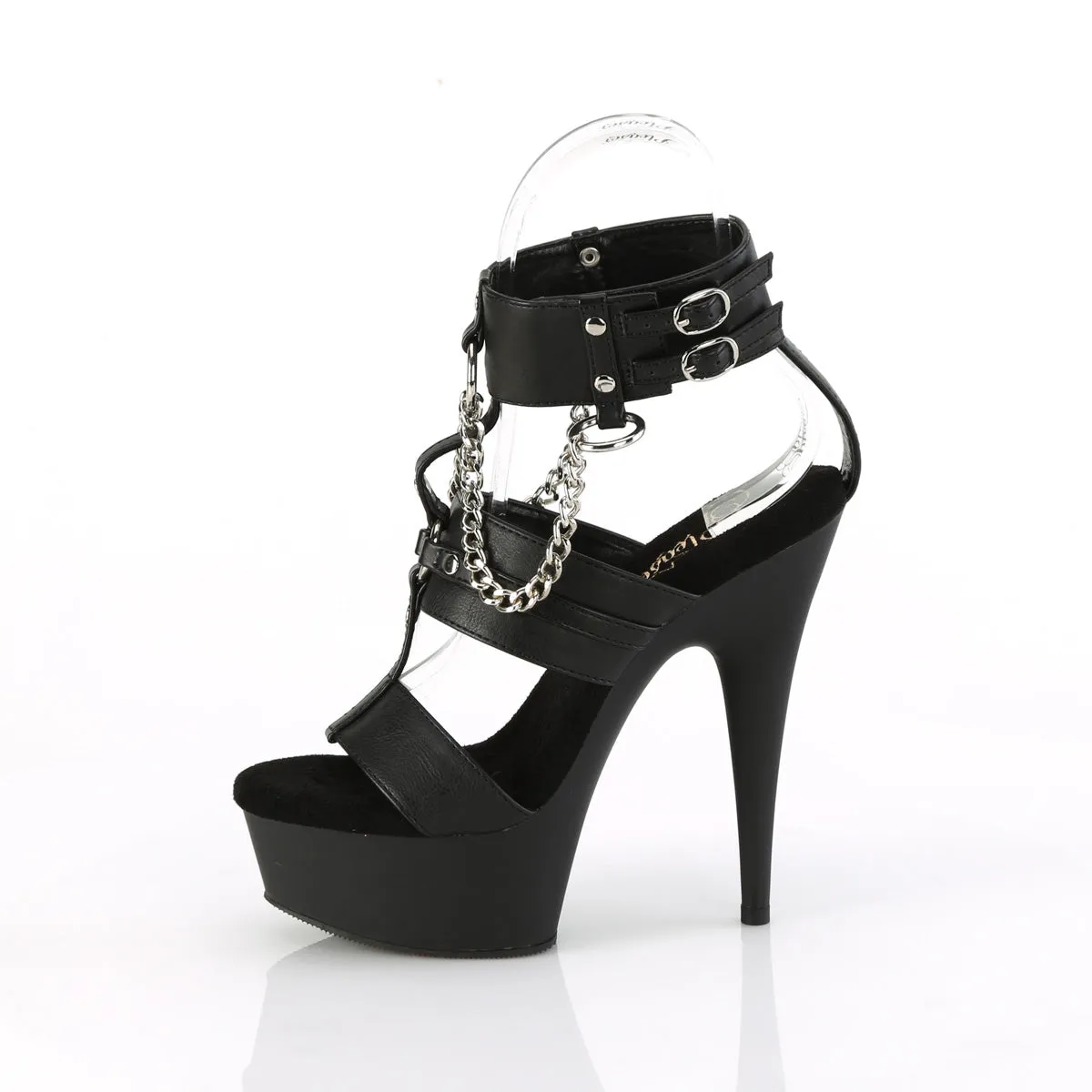 DELIGHT-661 Pleaser Black Faux Leather Sexy Platform Shoes (Pole Dancing Heels)