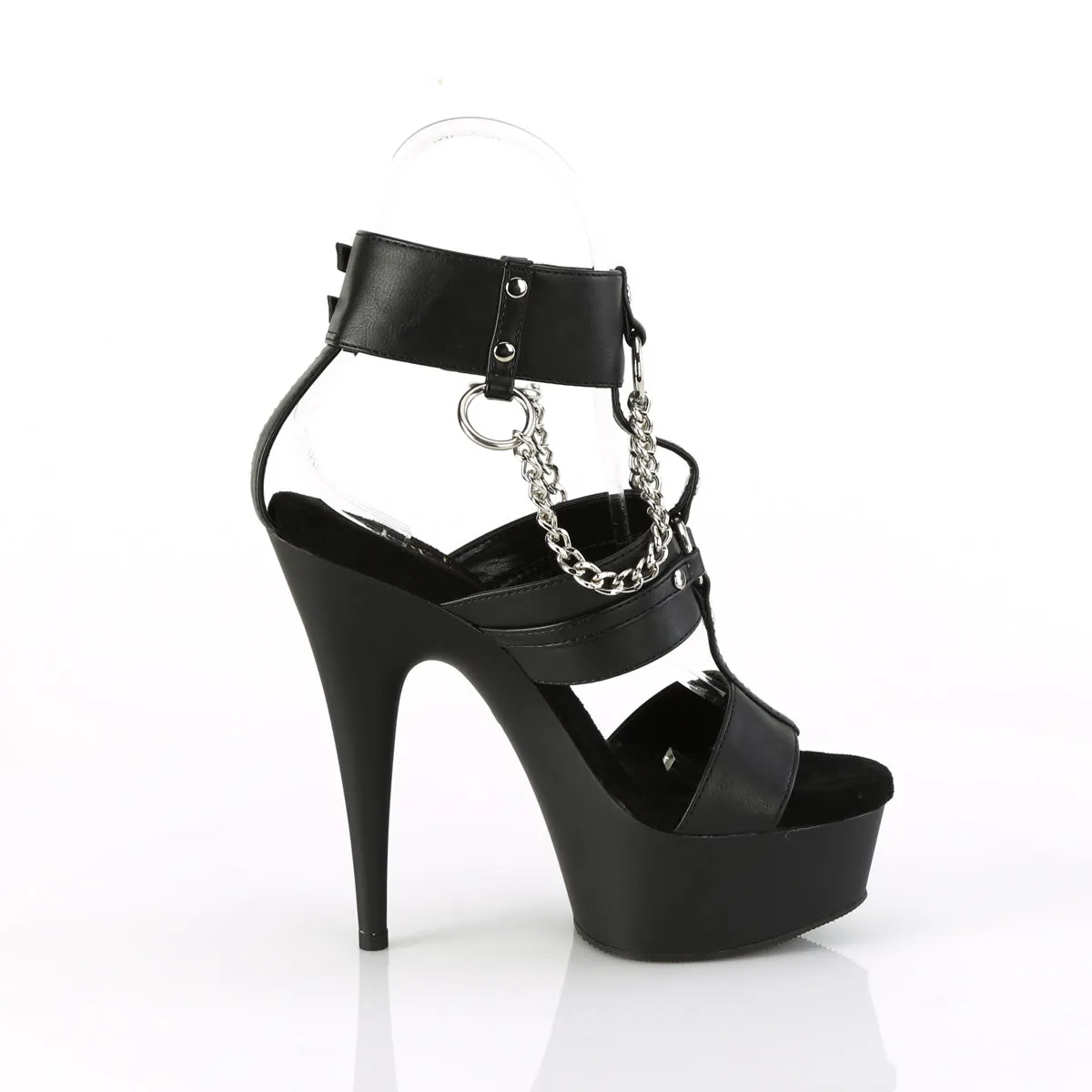 DELIGHT-661 Pleaser Black Faux Leather Sexy Platform Shoes (Pole Dancing Heels)