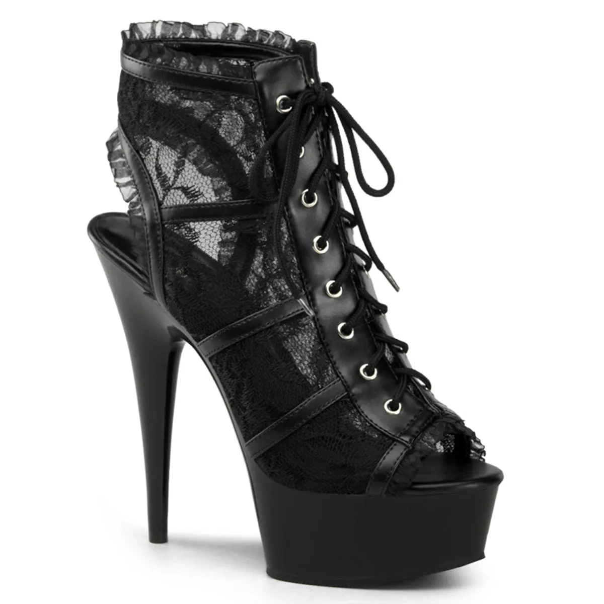 DELIGHT-696LC Pleaser Black Mesh Sexy Platform Shoes (Pole Dancing Heels)