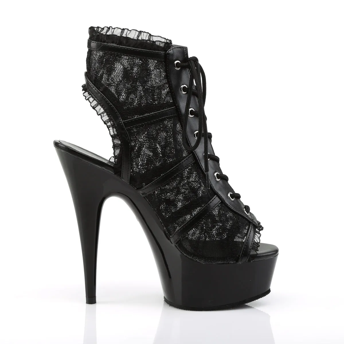 DELIGHT-696LC Pleaser Black Mesh Sexy Platform Shoes (Pole Dancing Heels)