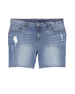 Delmar Destructed Boyfriend Shorts | Light Wash