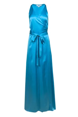 Diane von Furstenberg - Caribbean Blue "Pacific" Satin Wrap Gown Sz 10
