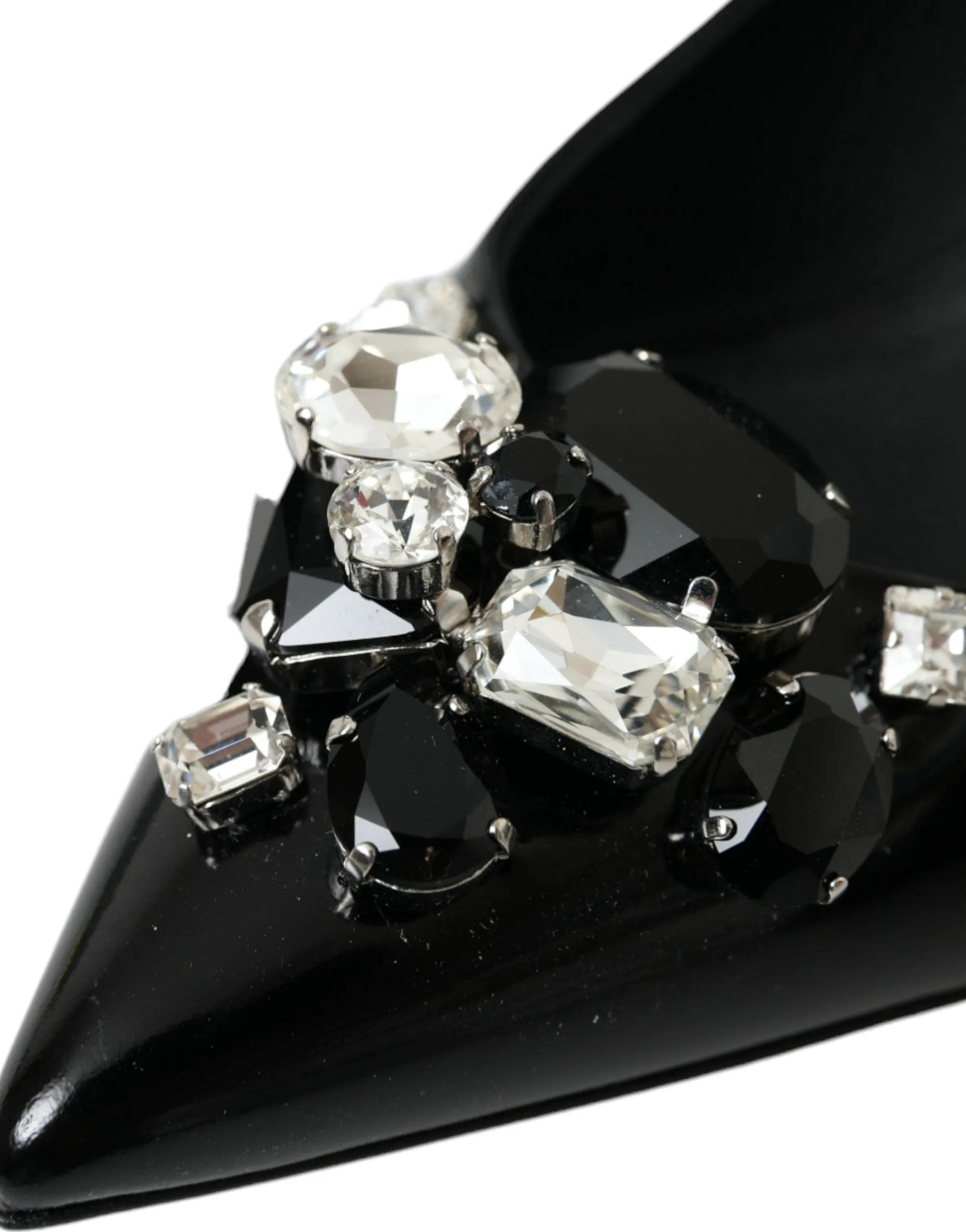 Dolce & Gabbana Black Patent Leather Crystal Slingback Shoes