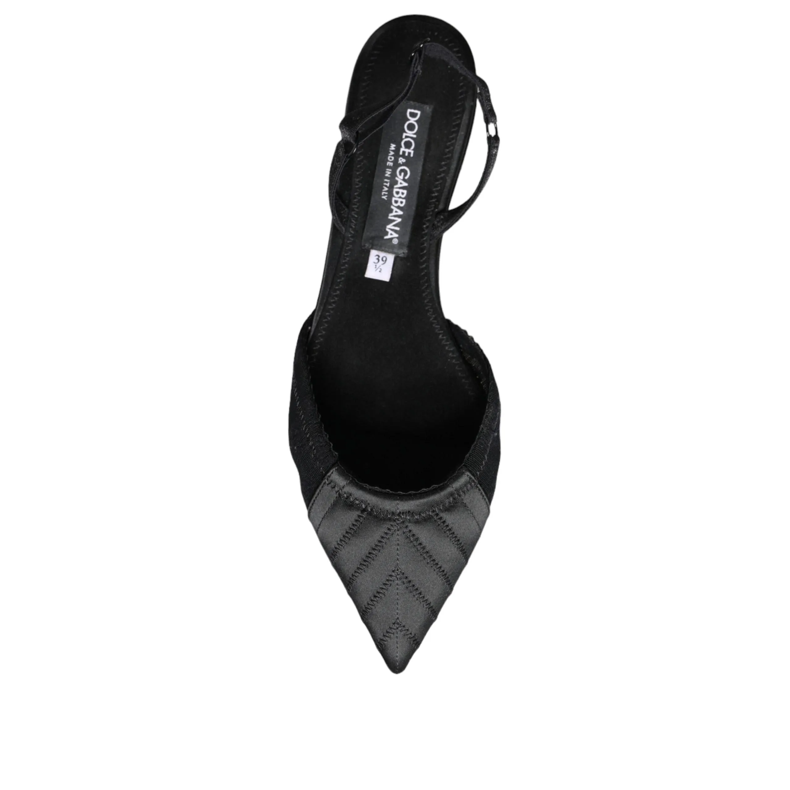 Dolce & Gabbana Black Satin Flats Slingback Sandals Shoes