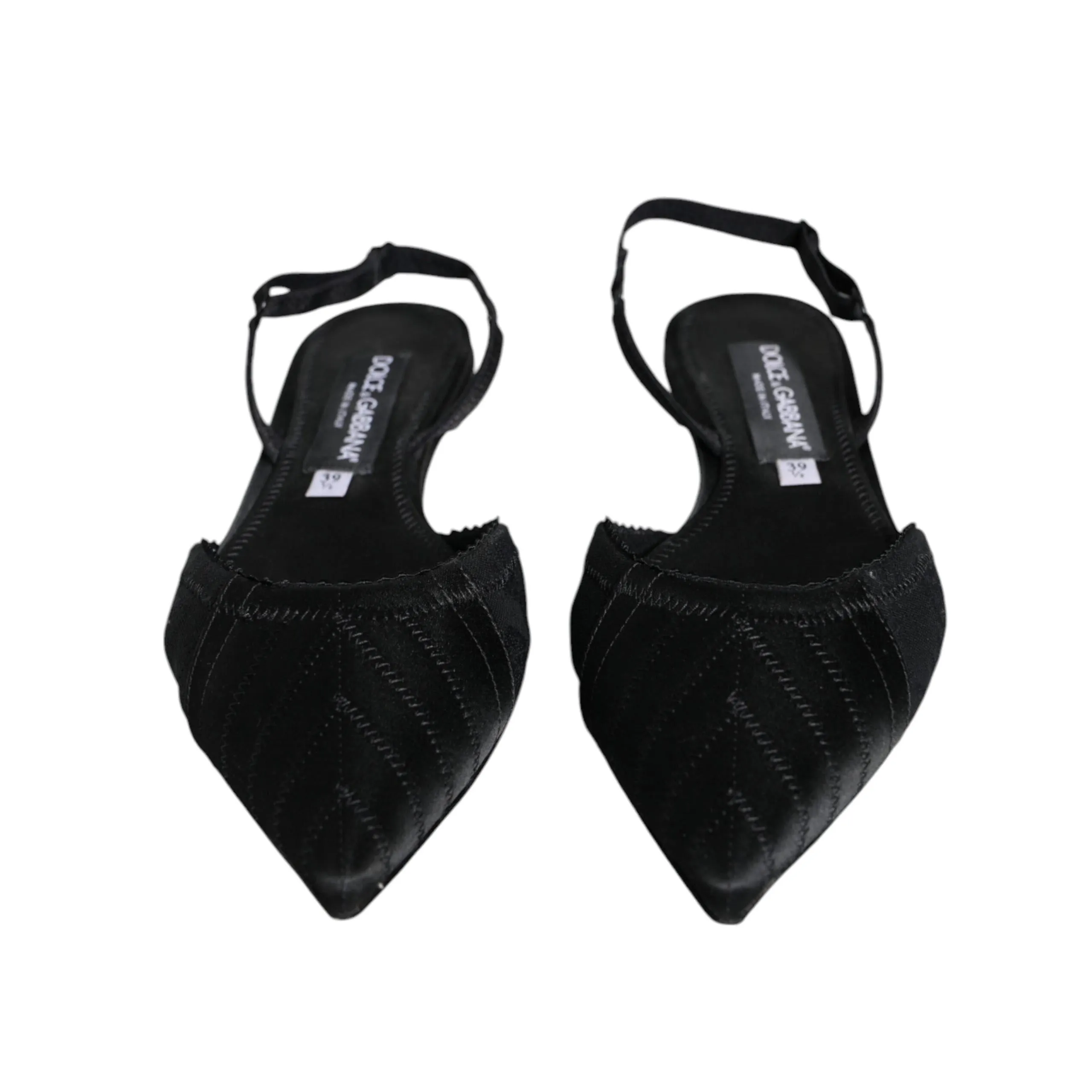 Dolce & Gabbana Black Satin Flats Slingback Sandals Shoes