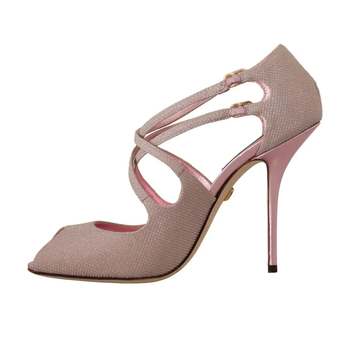 Dolce & Gabbana Pink Glitter Peep Toe High Heels Sandals