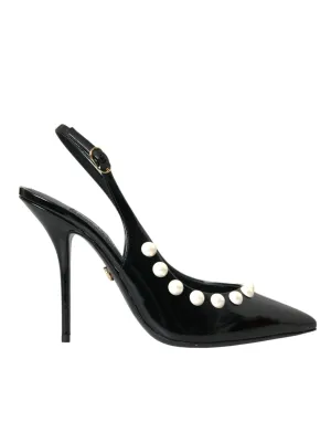 Dolce & Gabbana Slingback Pumps In Black Leather