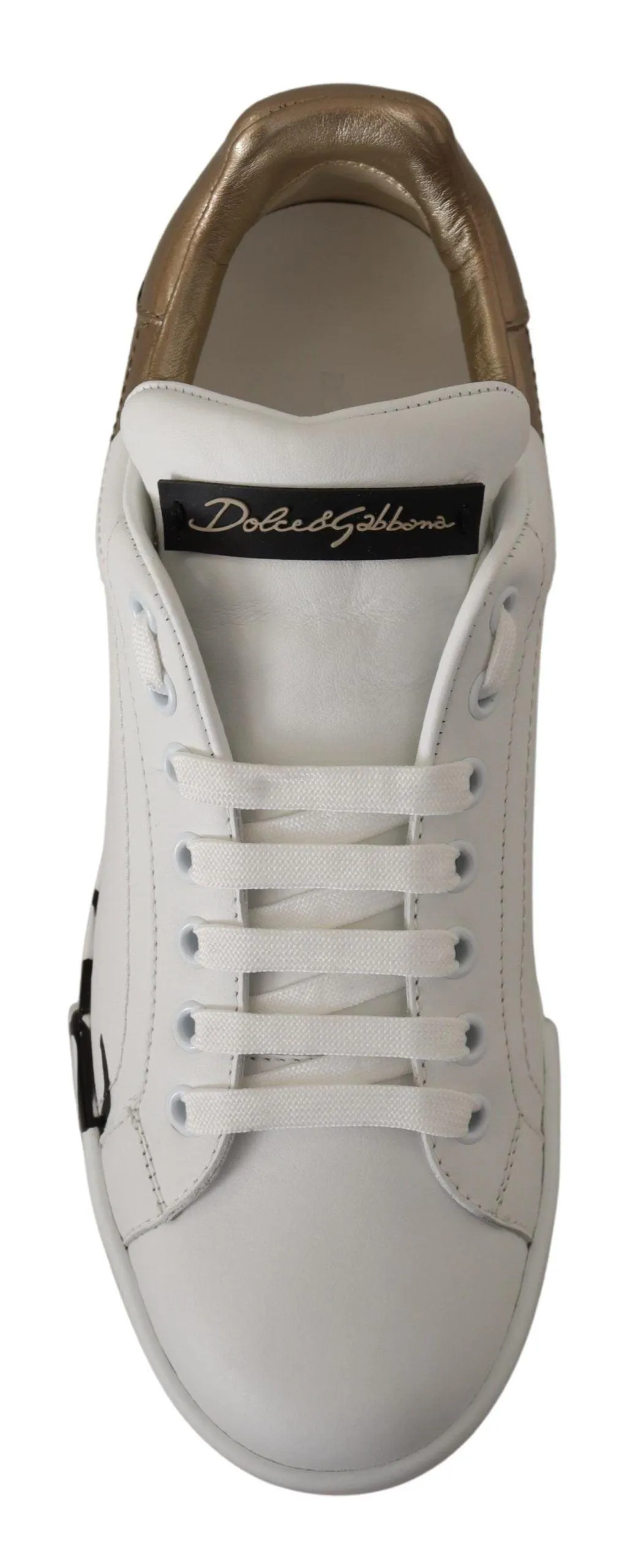 Dolce & Gabbana White Gold Lace Up Low Top Sneakers Shoes