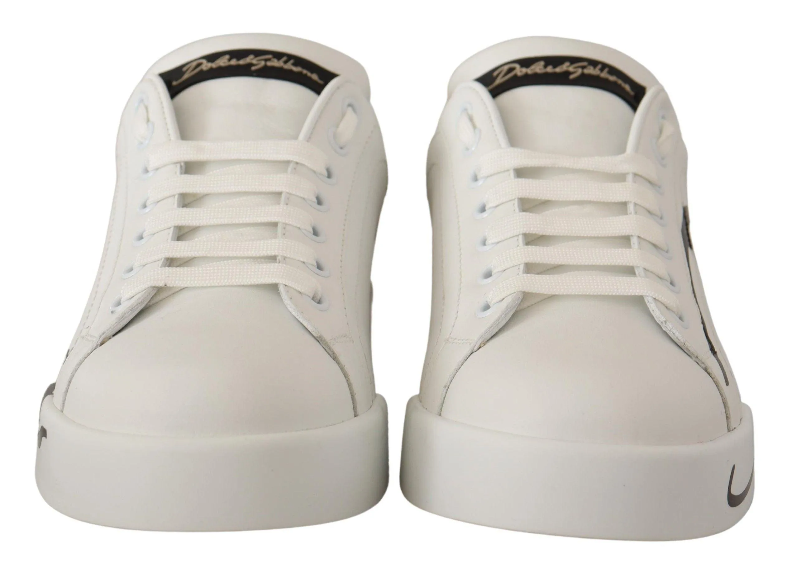 Dolce & Gabbana White Gold Lace Up Low Top Sneakers Shoes