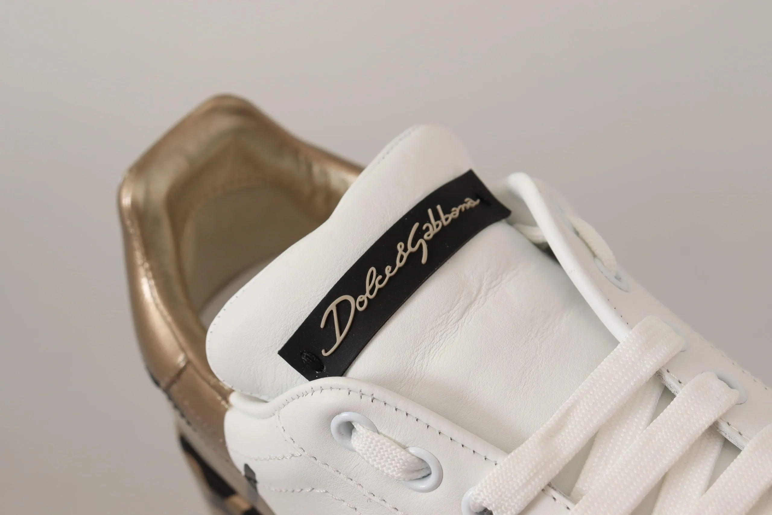 Dolce & Gabbana White Gold Lace Up Low Top Sneakers Shoes