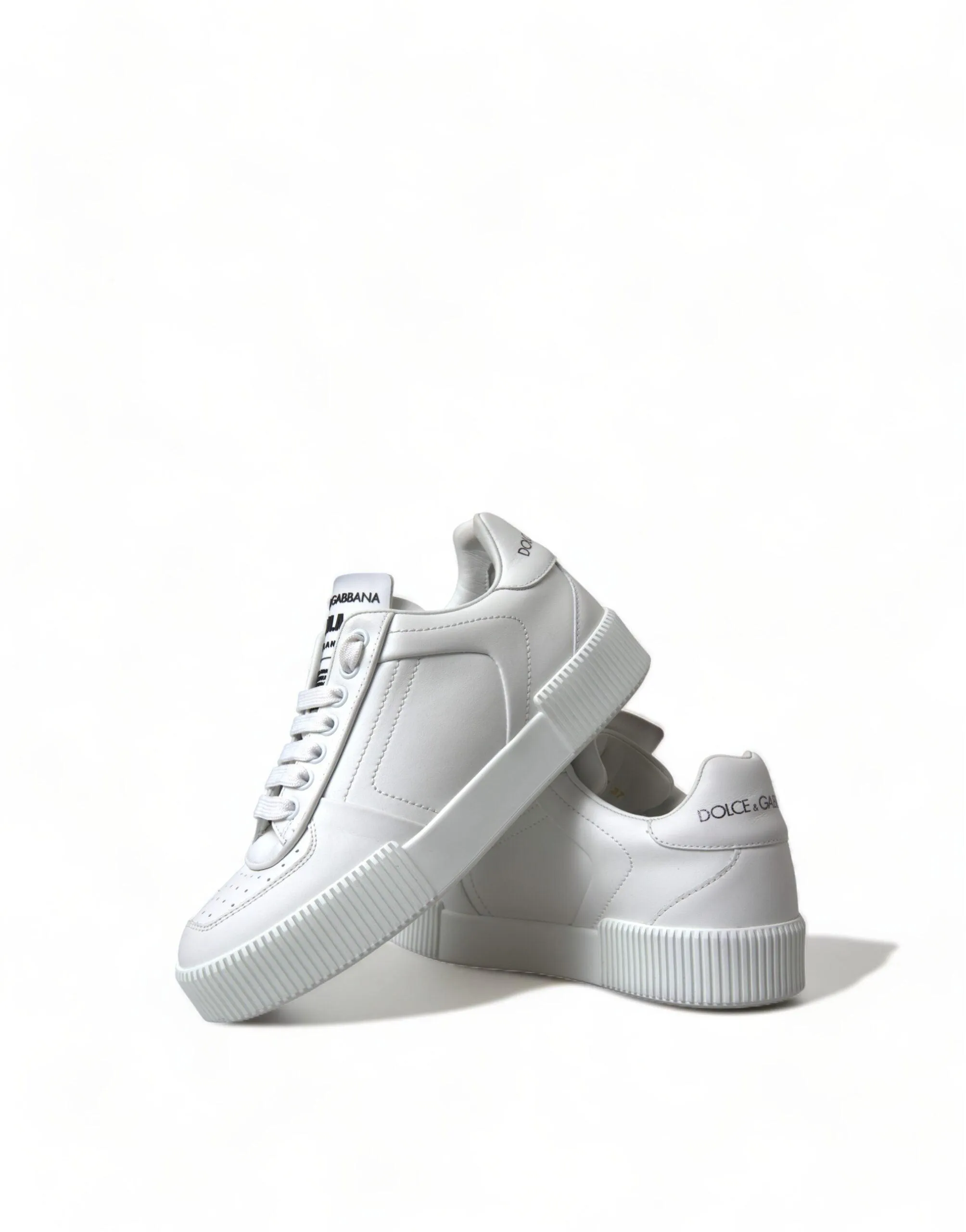 Dolce & Gabbana White Leather Miami Logo Womens Sneakers Shoes