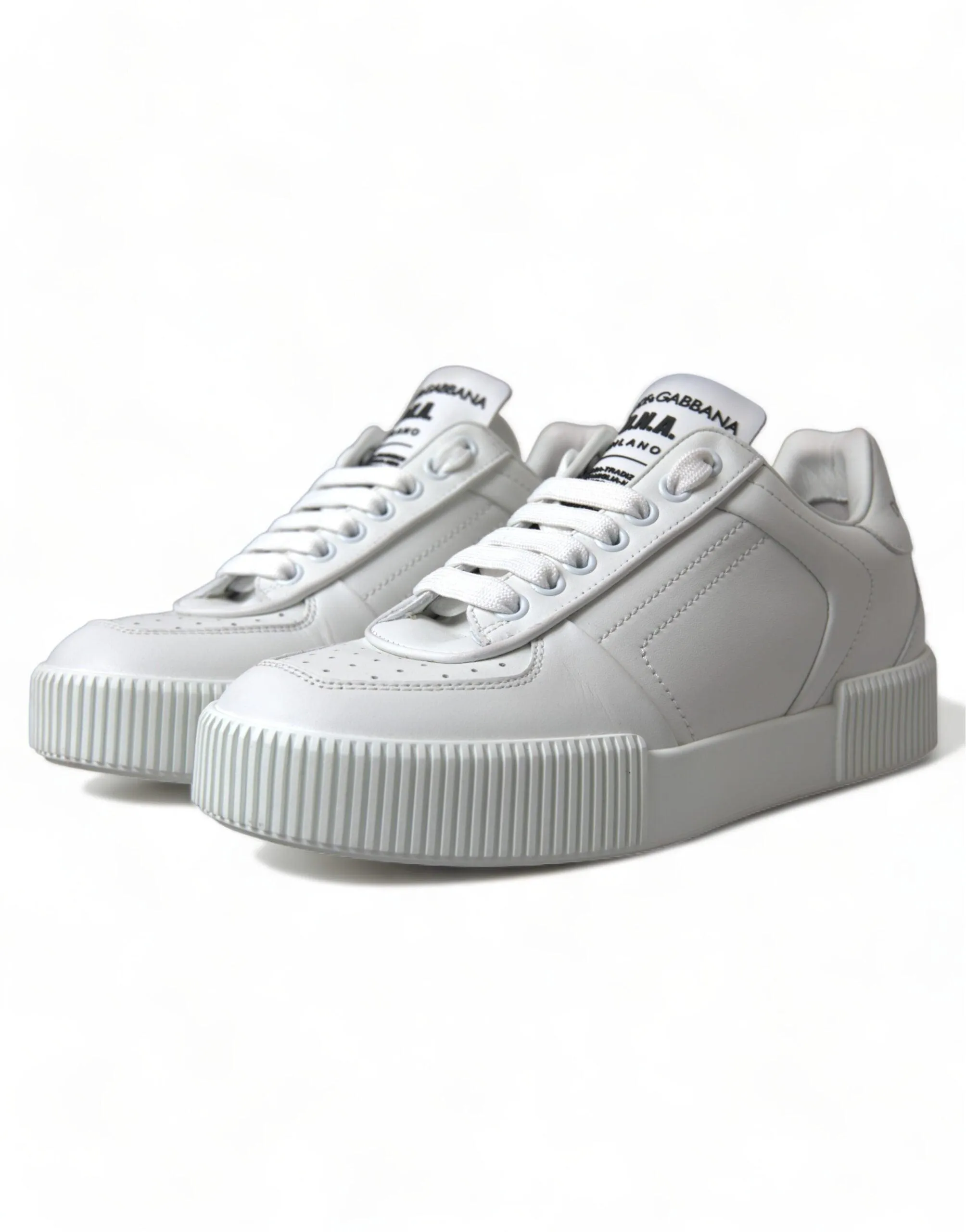 Dolce & Gabbana White Leather Miami Logo Womens Sneakers Shoes