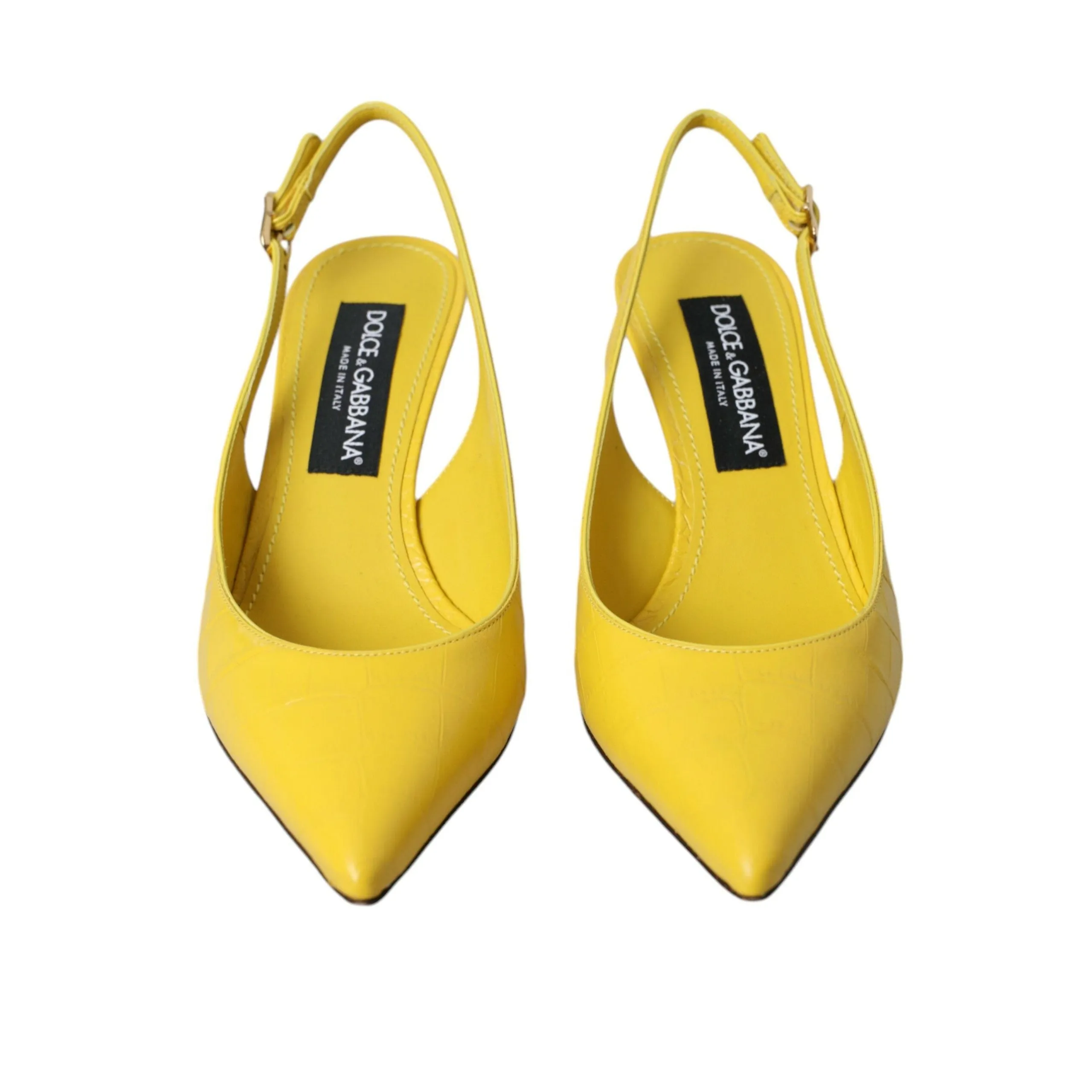 Dolce & Gabbana Yellow Leather Slingbacks Heels Shoes