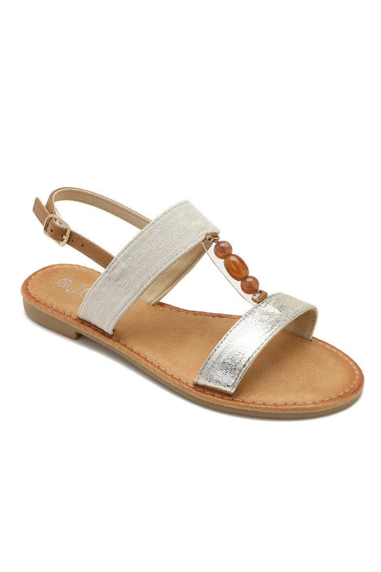 Donna Gold Flat Sandals