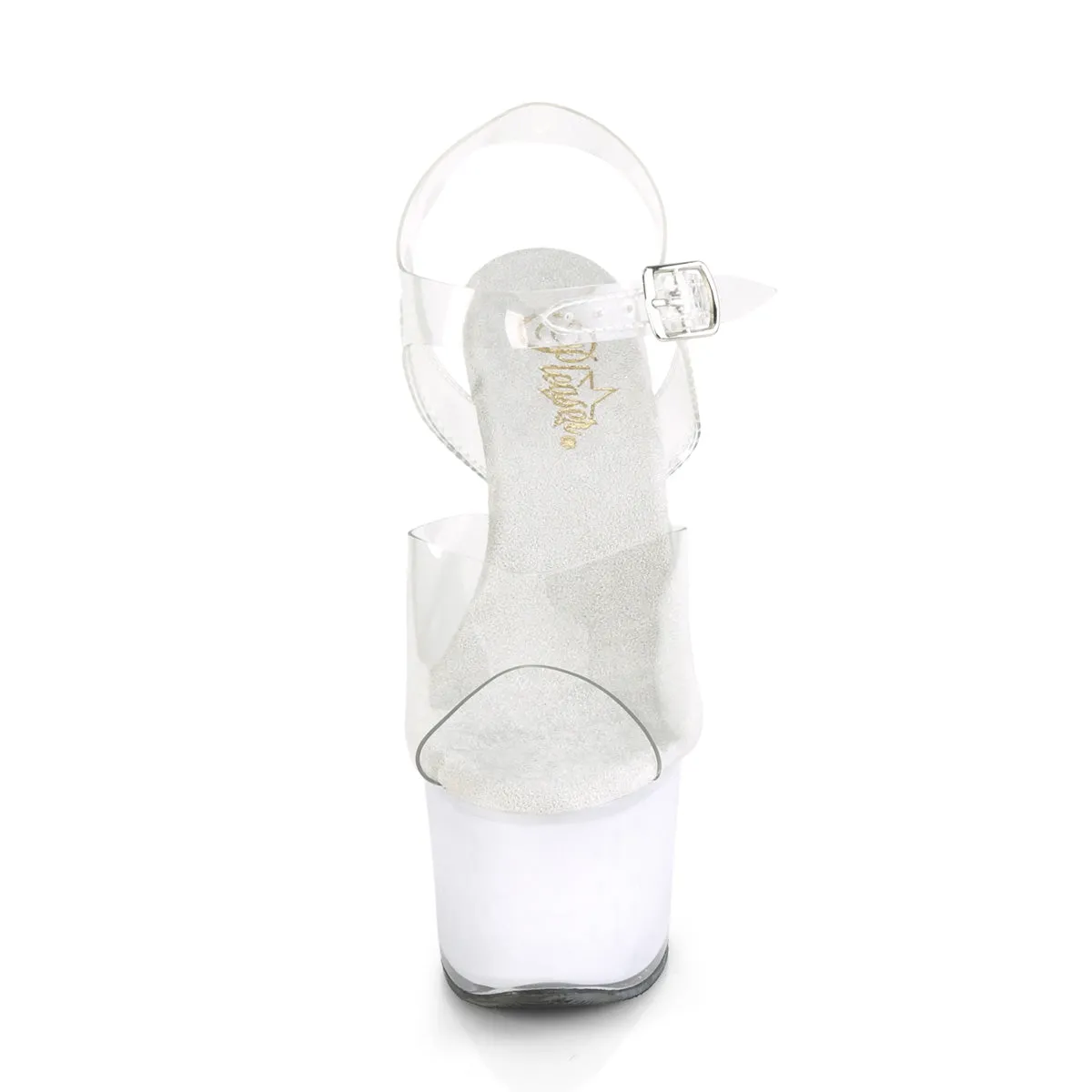 ECHOLITE-708 Pleaser Clear/White Glow Sexy Platform Shoes (Pole Dancing Heels)