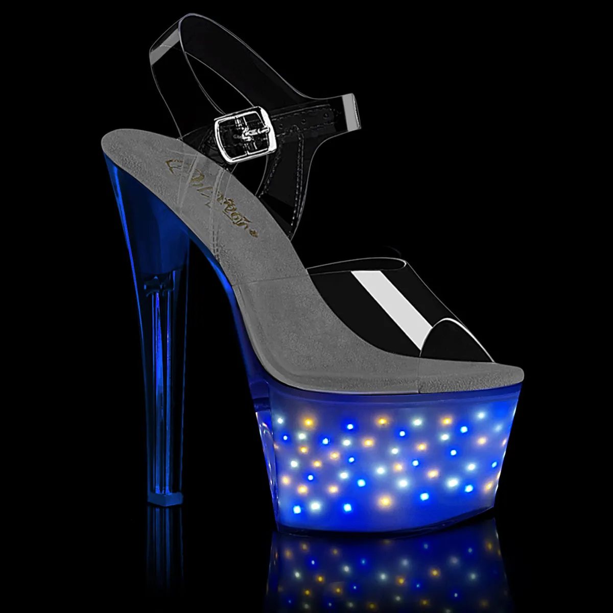ECHOLITE-708 Pleaser Clear/White Glow Sexy Platform Shoes (Pole Dancing Heels)