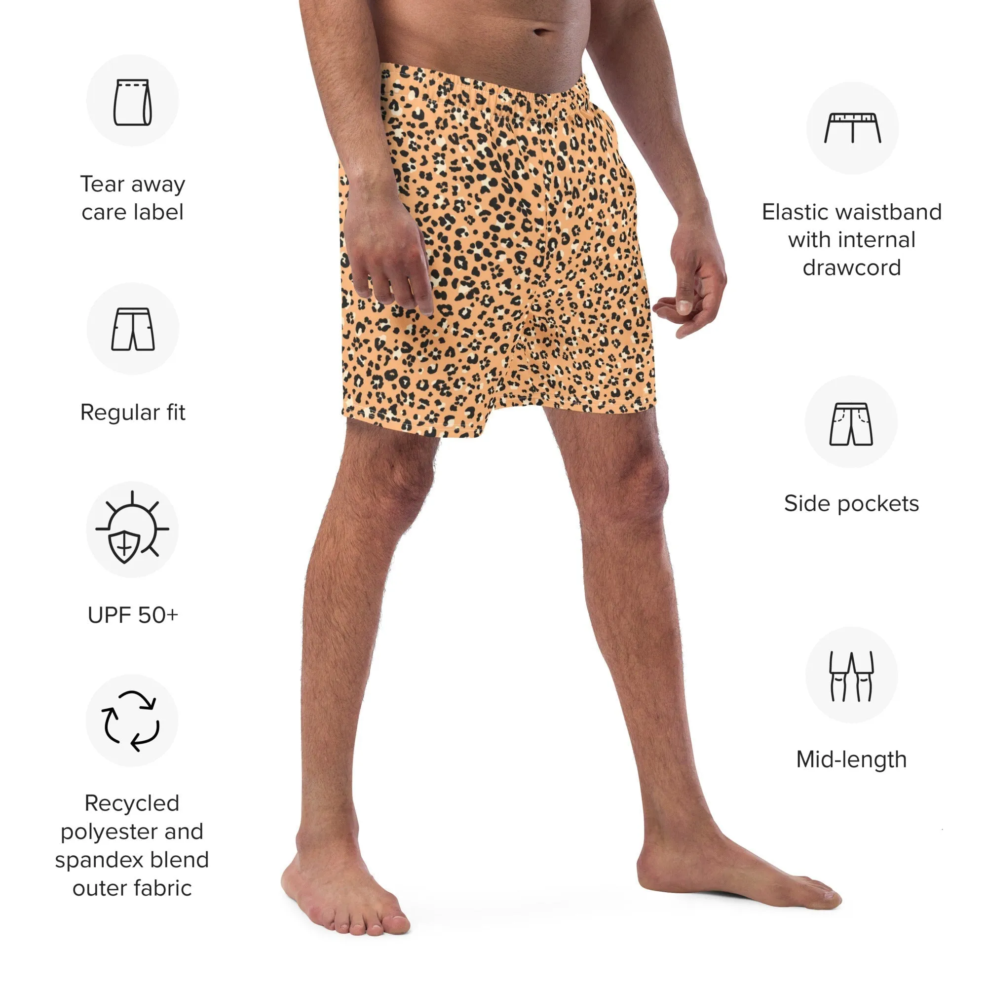 ECO MEN'S SWIM SHORTS | ORANGE LEOPARD
