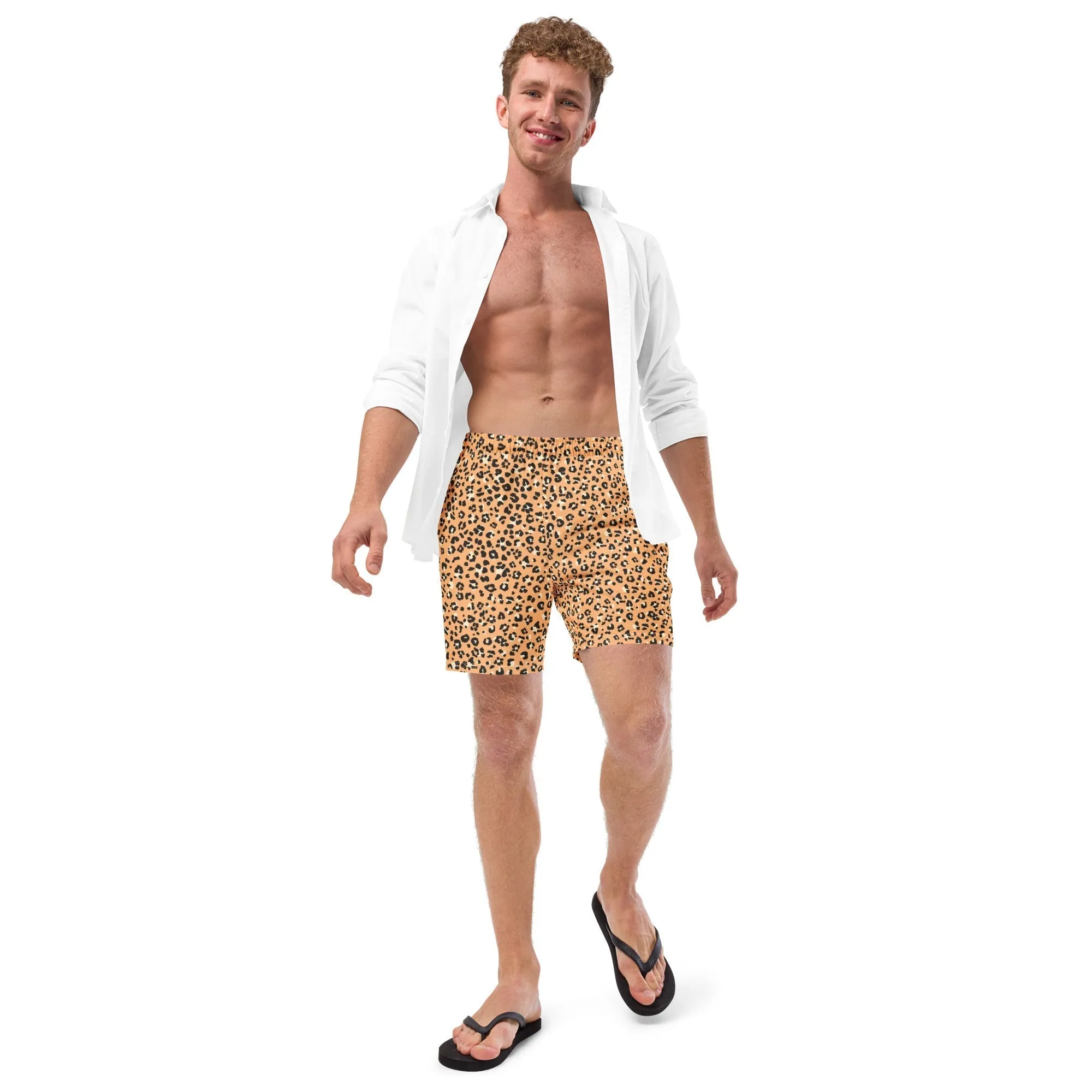 ECO MEN'S SWIM SHORTS | ORANGE LEOPARD