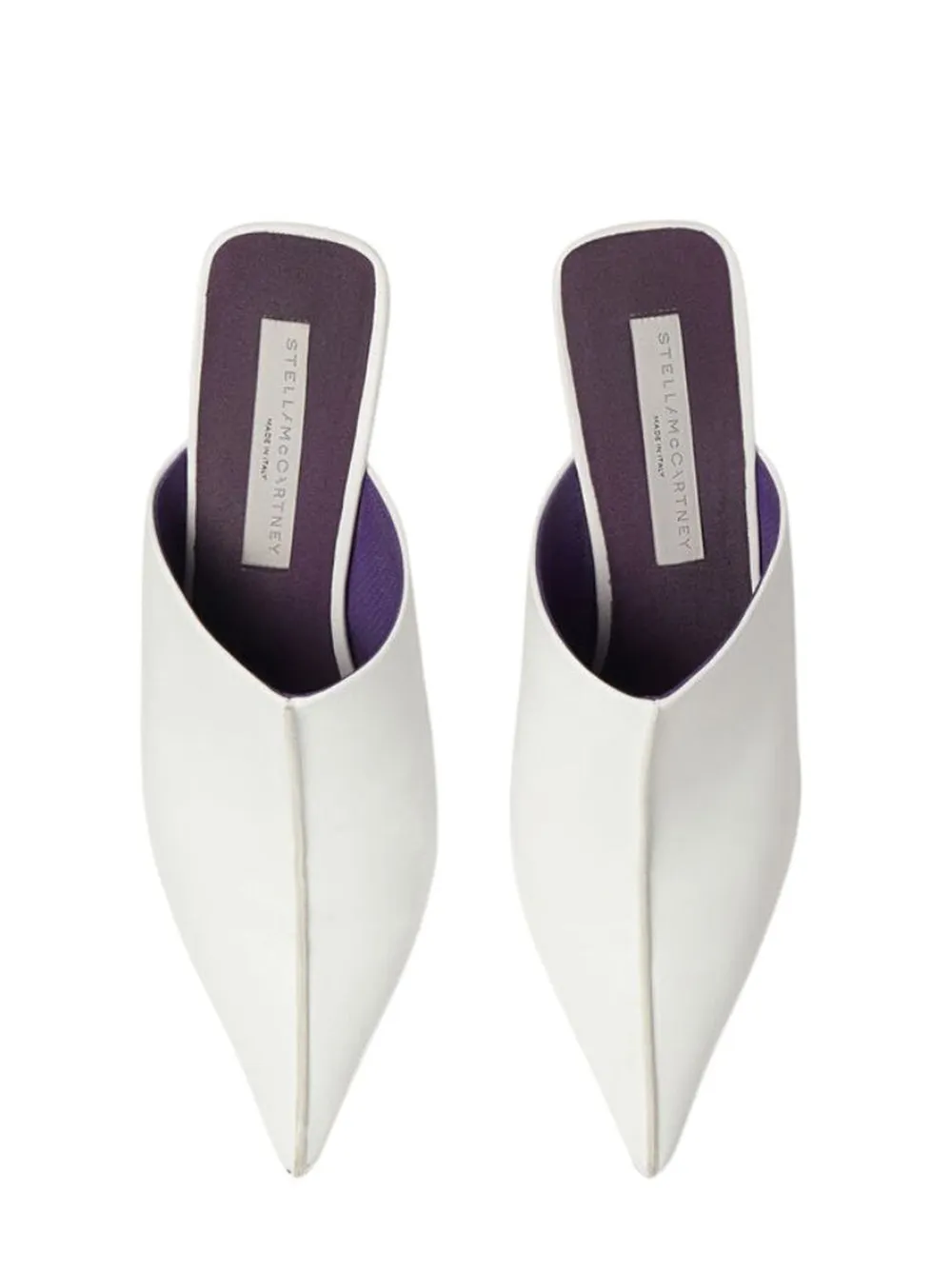 Elsa Pointed Toe Mule Kitten Heels (White)