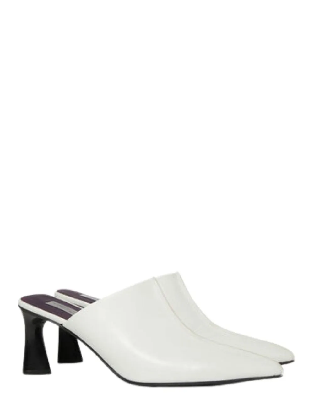 Elsa Pointed Toe Mule Kitten Heels (White)