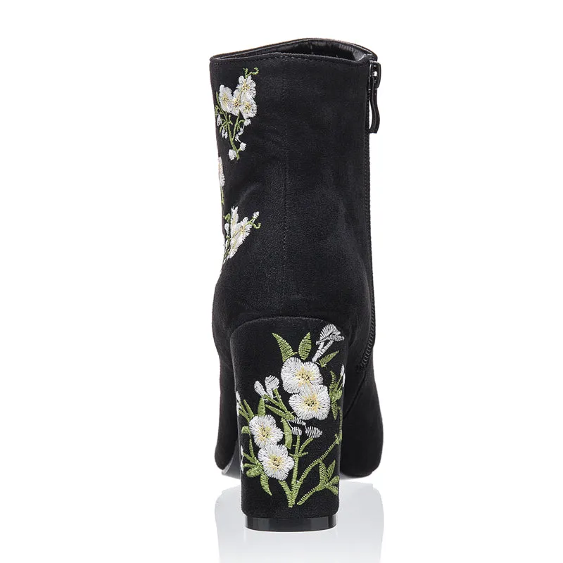 Embroidered Ankle Boots