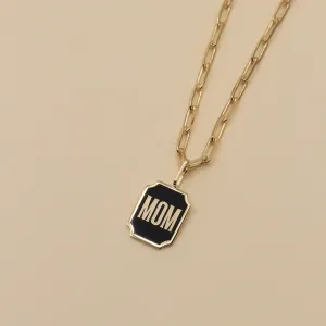 Enamel DAD / MOM staples Necklace