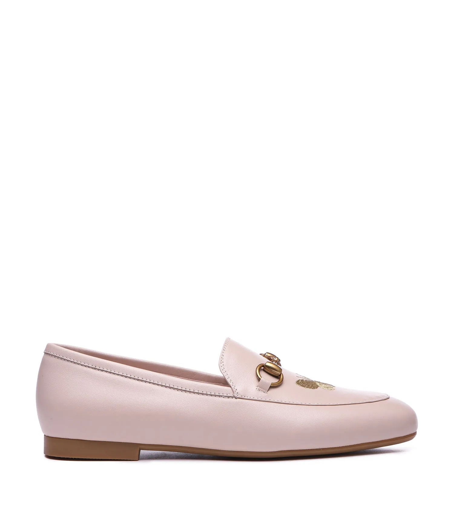 Everau Pink Loafer with Metal Buckle and Butterfly Embroidery