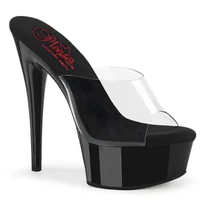 EXCITE-601 Pleaser Clear/Black Sexy Platform Shoes (Pole Dancing Heels)