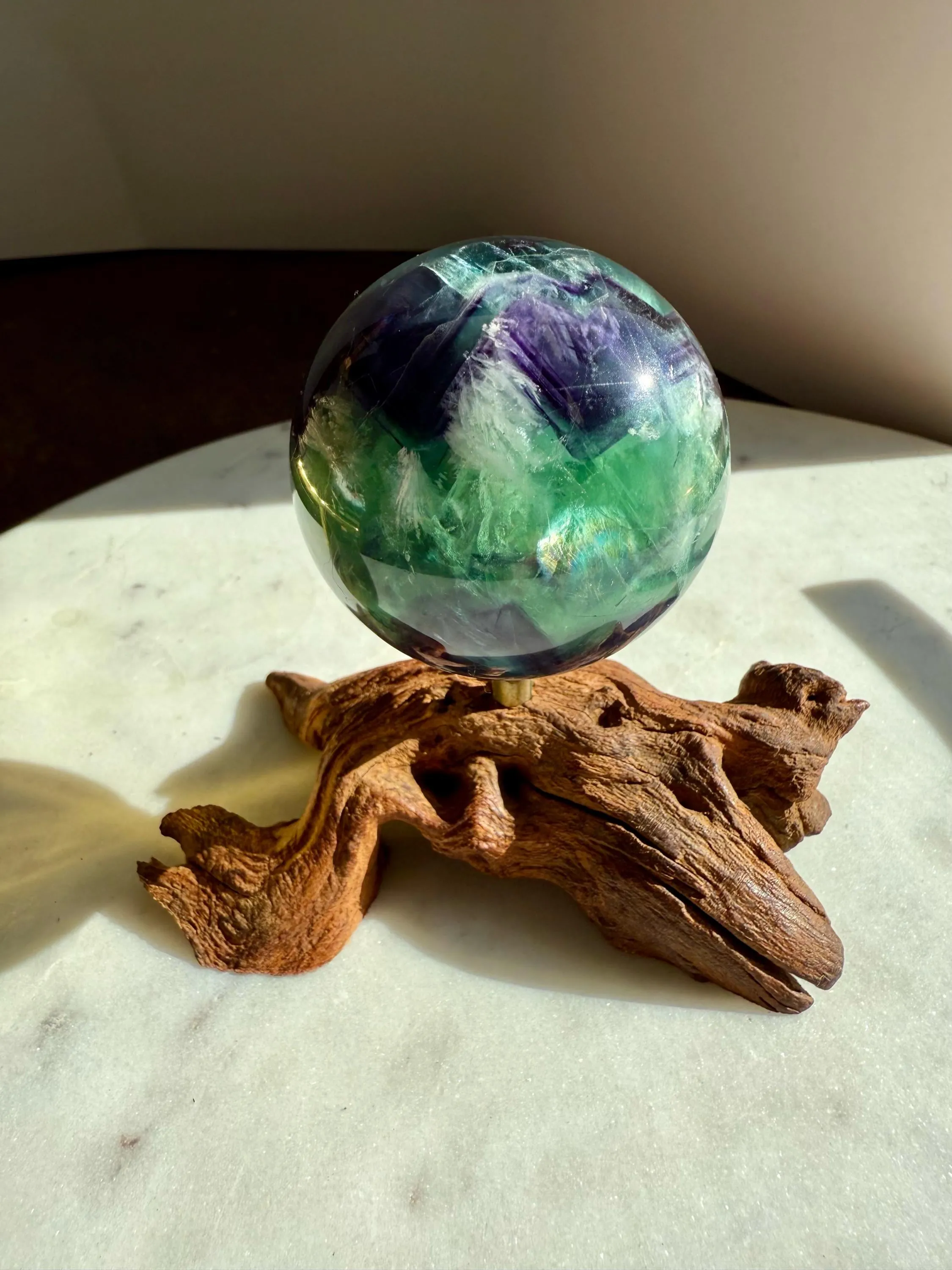 FEATHER FLUORITE SPHERE