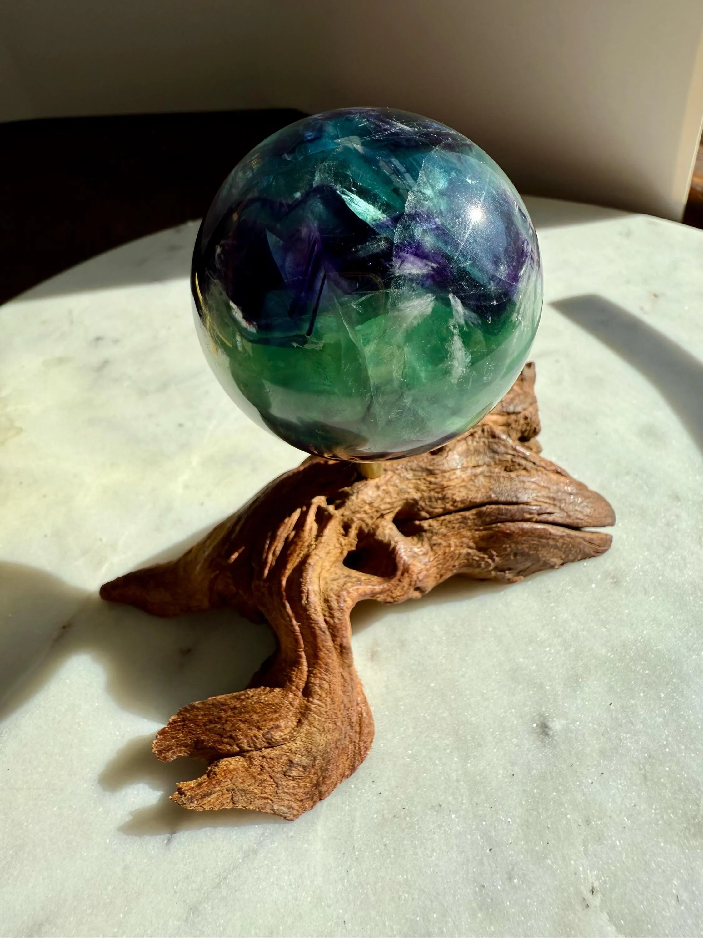 FEATHER FLUORITE SPHERE
