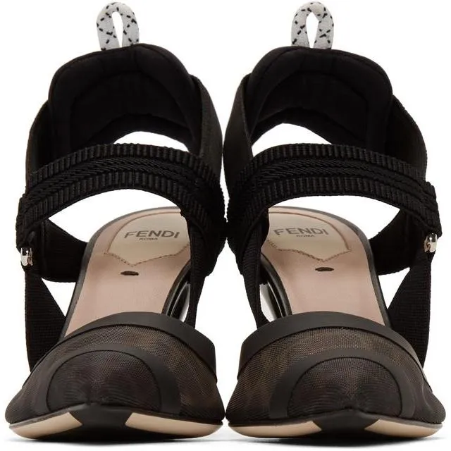 Fendi Black ColibrÃ¬ 85 Slingback Heels
