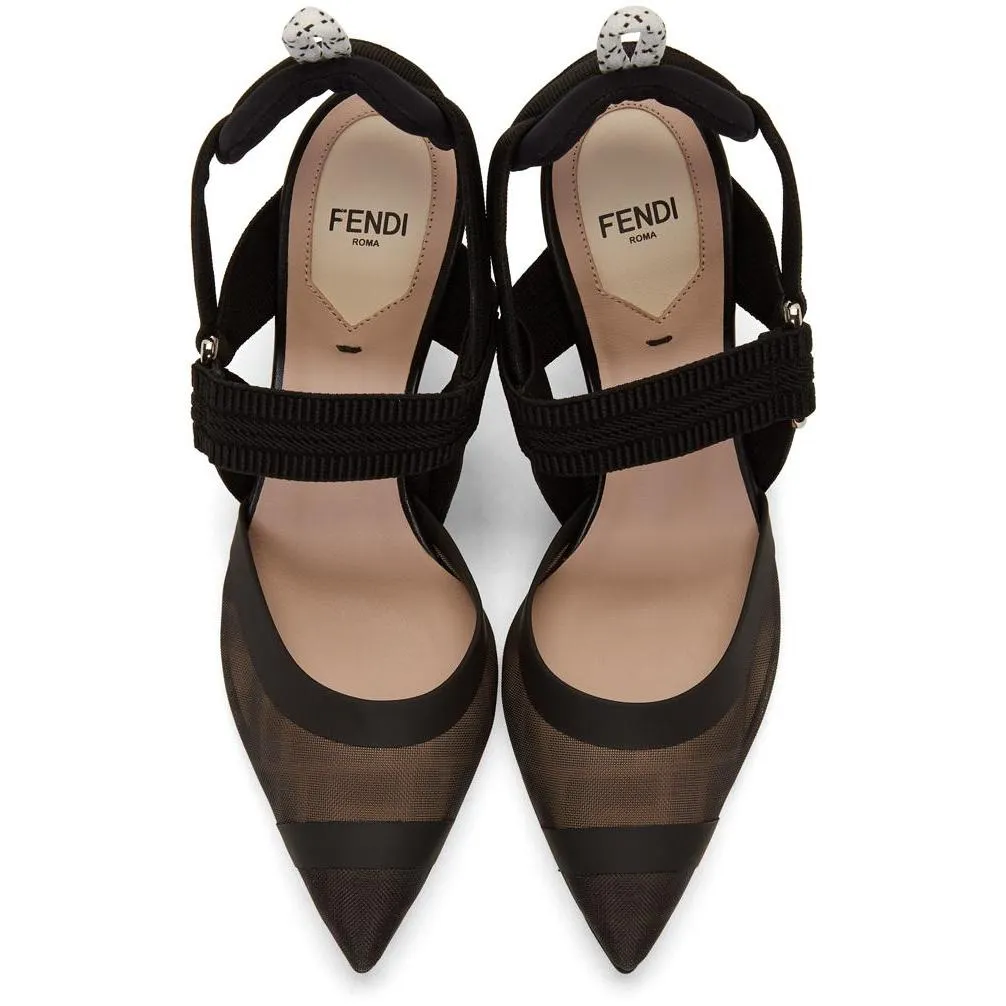 Fendi Black ColibrÃ¬ 85 Slingback Heels