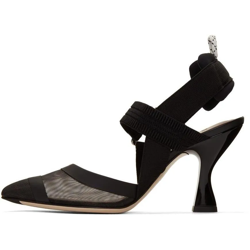 Fendi Black ColibrÃ¬ 85 Slingback Heels