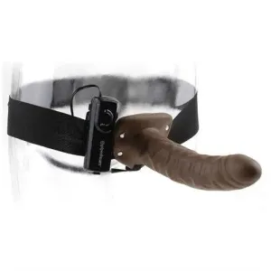 Fetish Fantasy Series 8-Inch Vibrating  Hollow Strap-on - Brown