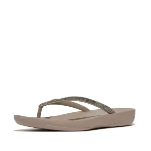 FitFlop Iqushion Sparkle Ombre Flip Flops Sandals - On Taupe / Pewter