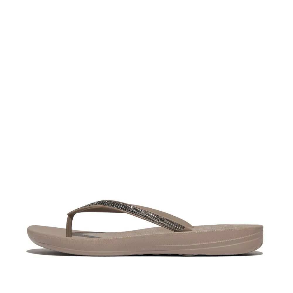 FitFlop Iqushion Sparkle Ombre Flip Flops Sandals - On Taupe / Pewter