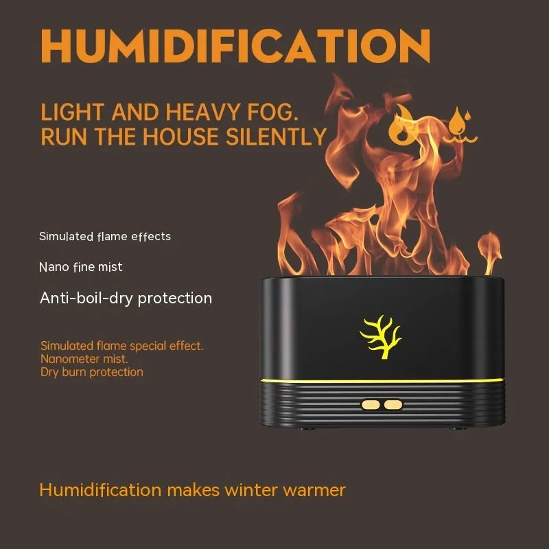 Flame Humidifier USB Smart Timing LED Electric Aroma Diffuser Simulation Fire Night Lamp Home Decor
