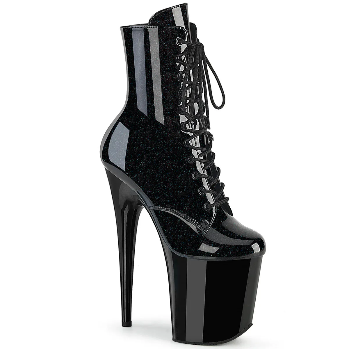 FLAMINGO-1020BLG Pleaser Black/Blue Glitter Sexy Platform Shoes (Pole Dancing Heels)